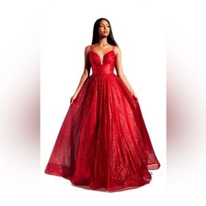 Red Formal Sweetheart Neckline Glitter bridesmaid wedding Ball Gown Dress 16